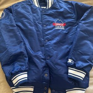 Barstool Sports PMT - Coors Light Starter Jacket Mens M Blue Bomber - Signed